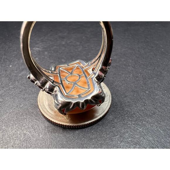 NEW Caramel Opal and garnet sterling silver ring size 7 - Picture 6 of 16